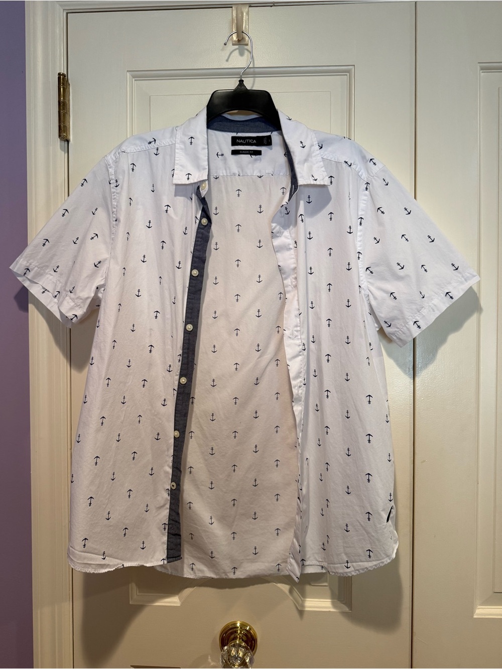 Nautica Men’s White Short-Sleeve Anchor Print Shirt